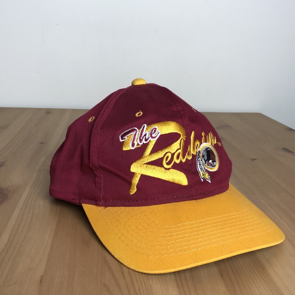 Vintage 90's NFL Washington Redskins Snapback Hat By Drew Pearson Maroon Yellow